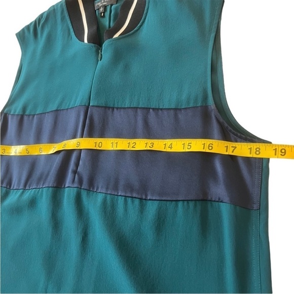 Rag & Bone Nico Silk Color block Sleeveless Side Pockets Mini Dress S Green - Picture 10 of 13